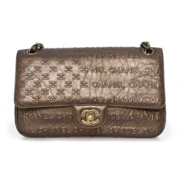Chanel Coco Bronze CC embossed 9" Classic Flap Bag AGL1158 - Cap N Wrap
